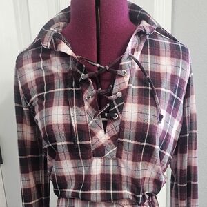 Cute, Plaid Shirt Short Dress